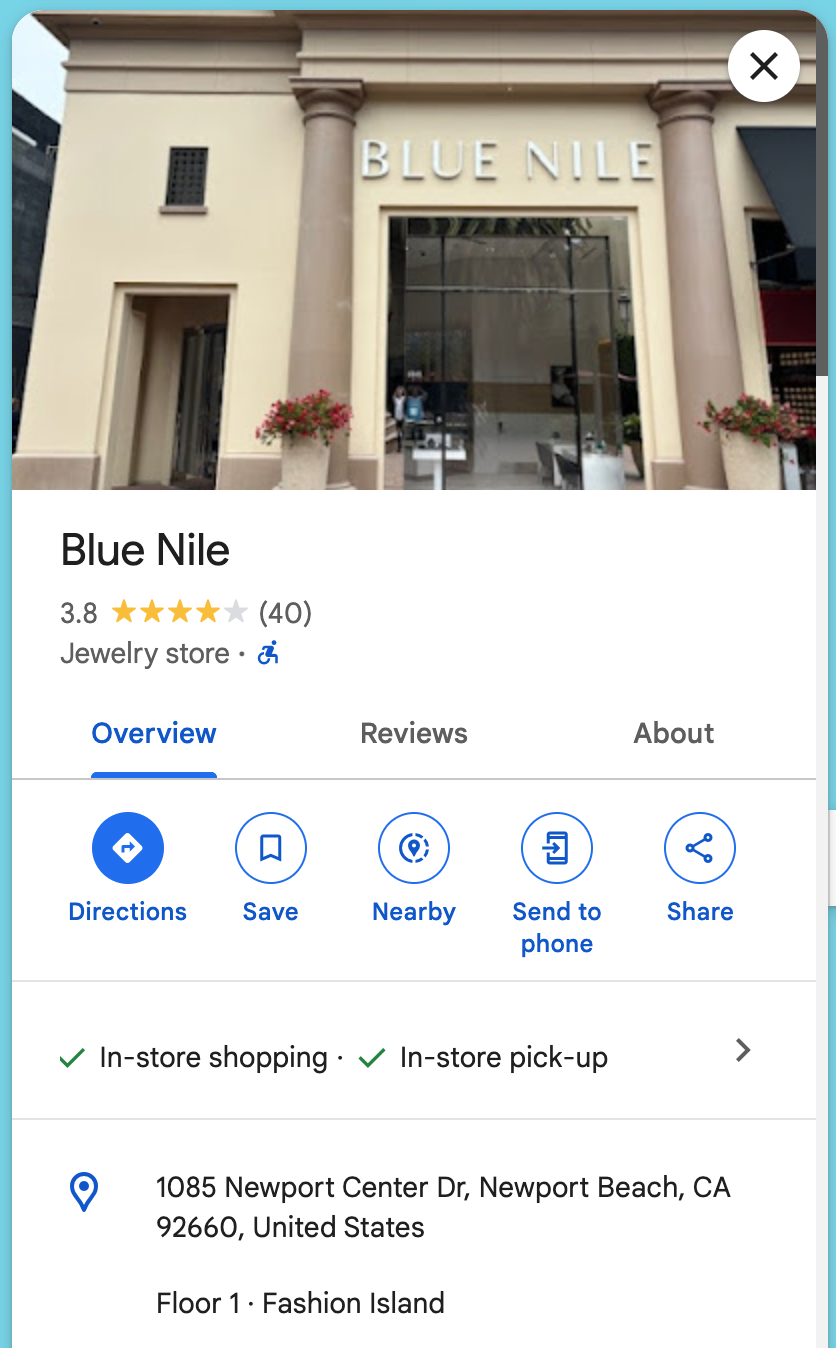 Blue Nile Newport Beach
