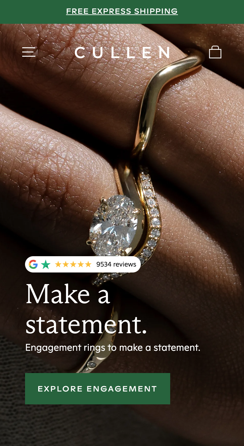 Cullen Jewellery Website - Mobile