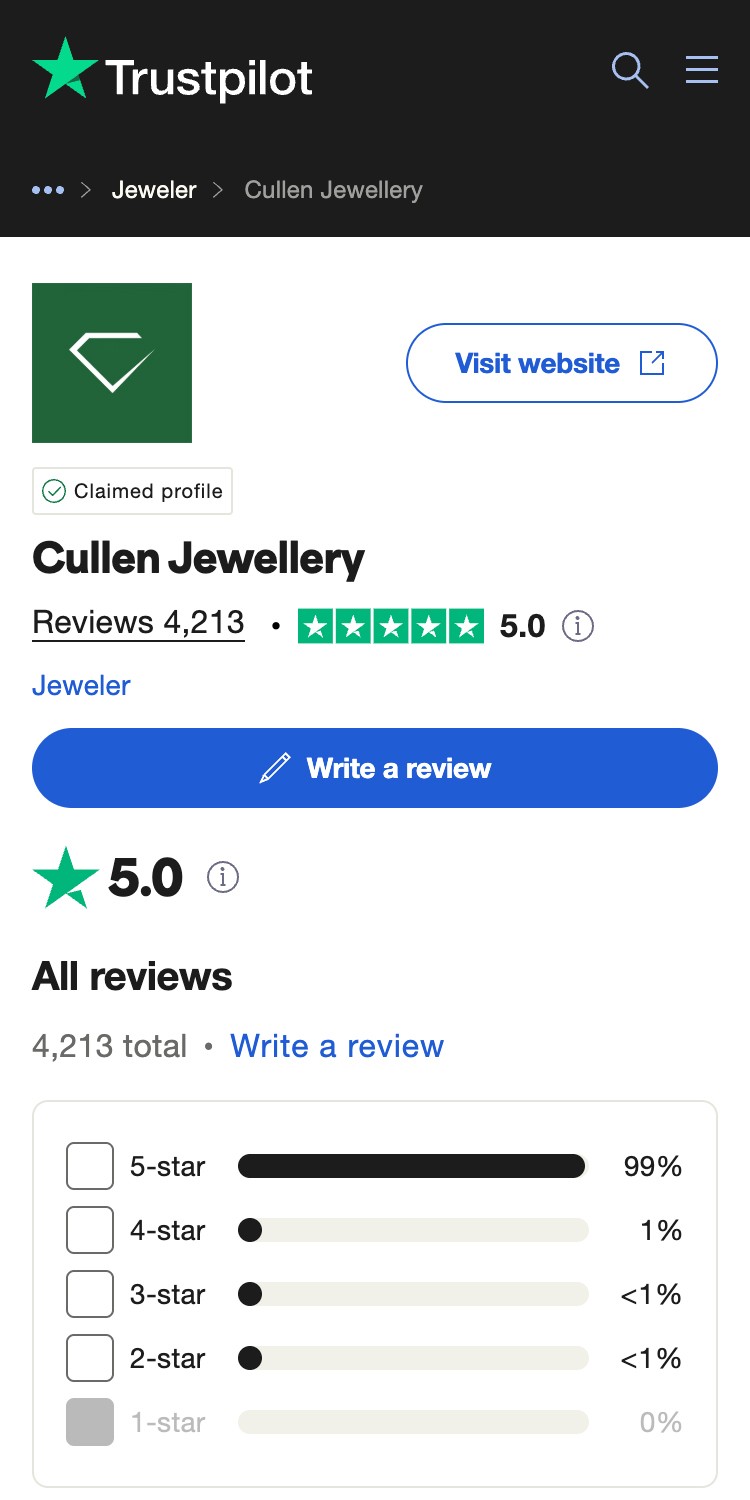 Cullen Jewellery Trustpilot 3 June 2025