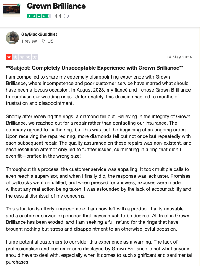GBB (Grown Brilliance), customer service, product quality