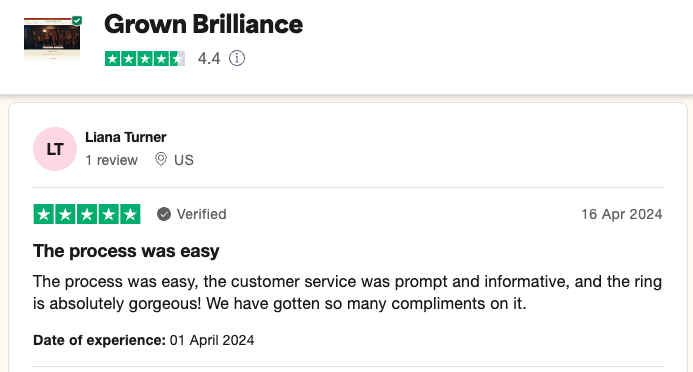 Liana (Grown Brilliance), customer service